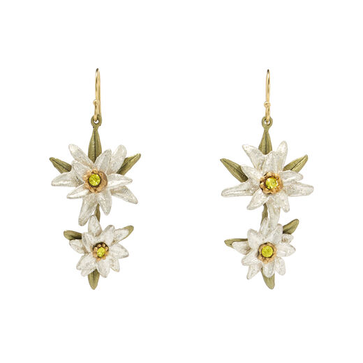 Edelweiss hook earrings by Michael Michaud